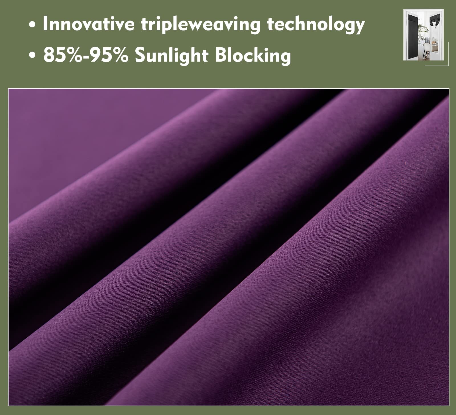 Pi French Door Curtain 2 Panels Room Darkening Privacy Thermal Insulated Window