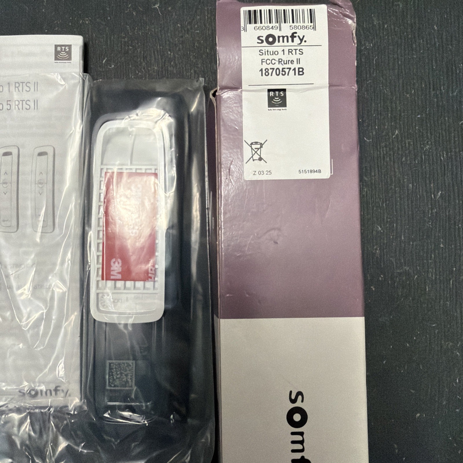 Somfy Situo 1 RTS FCC PURE II Remote for Somfy Shades Shades 1870571B Each