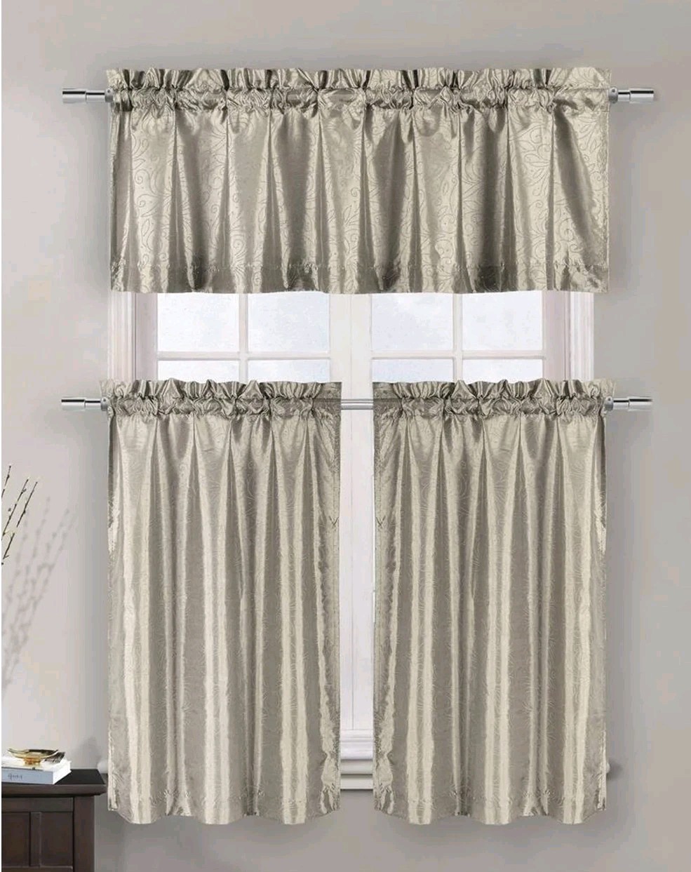 Kitchens 3 Piece Set Window Curtain Style MINKA color PARCHMENT