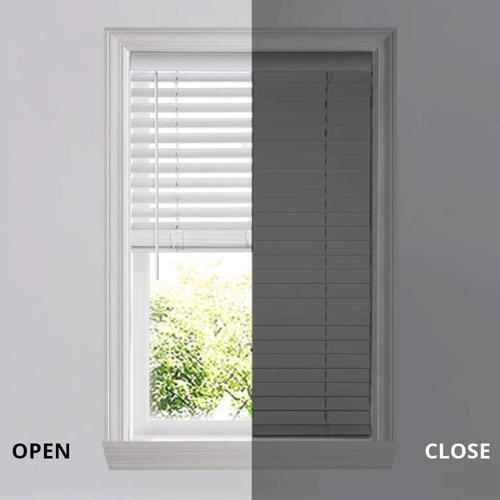 Cordless White Faux Wood Blinds 2-in Slats 9×36 Home Window Covering