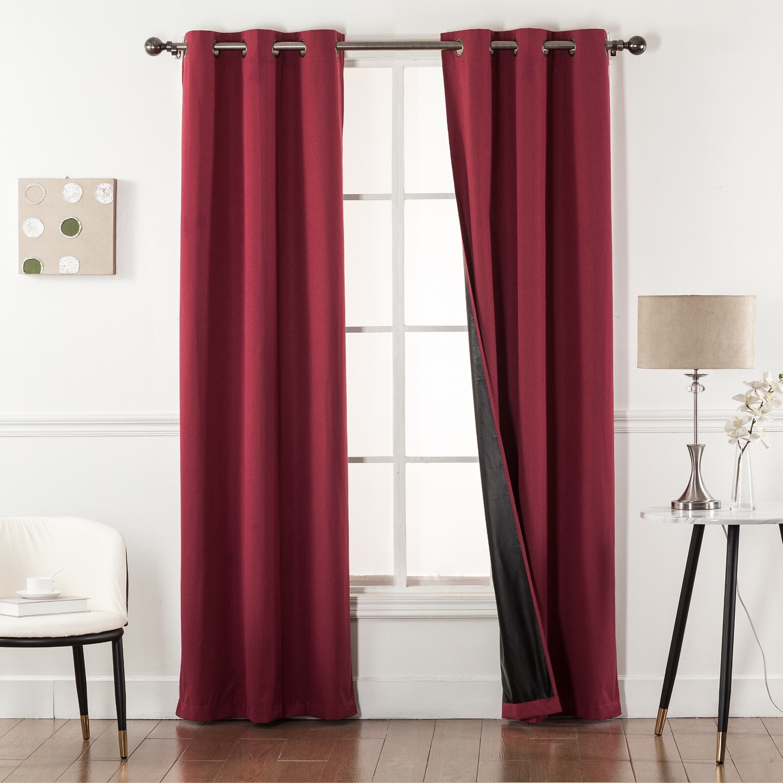 Burgundy 100% Blackout Window Curtains – Black Back & Grommets – 4 SIZES!!!