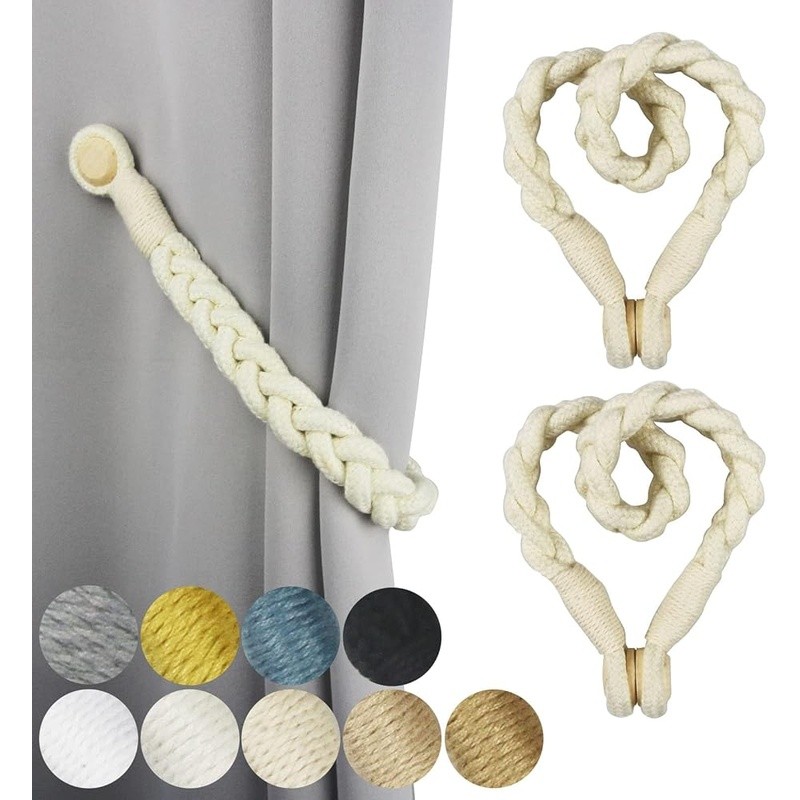 2 Pack Magnetic Cotton Curtain Tiebacks Hand-Woven Soft Holdbacks Home Decor New