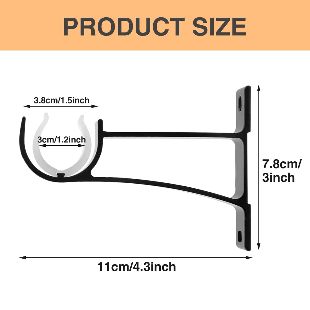 Curtain Rod Brackets, Set of 12, Aluminium Alloy, Wall & Ceiling Mount, Black