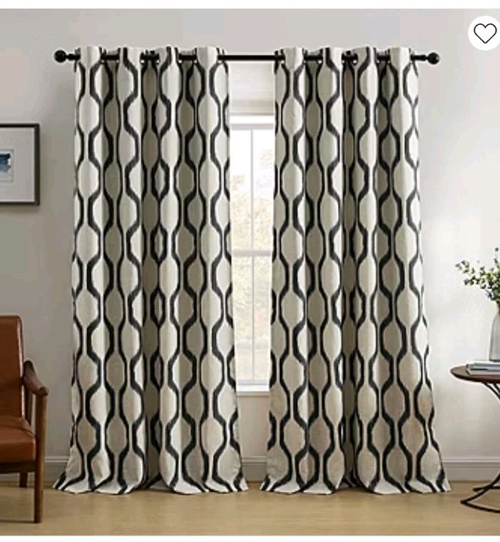 Elrene Home Fashions Renzo Geo Ikat Grommet Top Blackout Curtain Black 52x84in