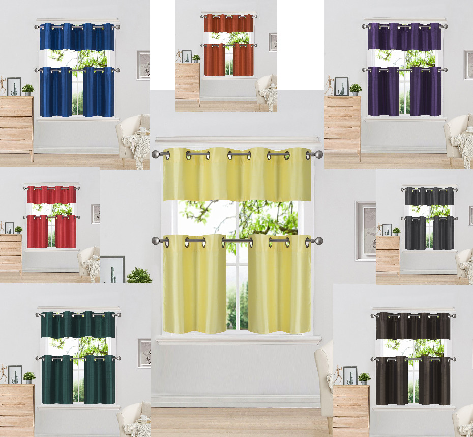VERSATIL LINED BLACKOUT GROMMET PANEL VALANCE SET WINDOW CURTAIN TREATMENT (K7)