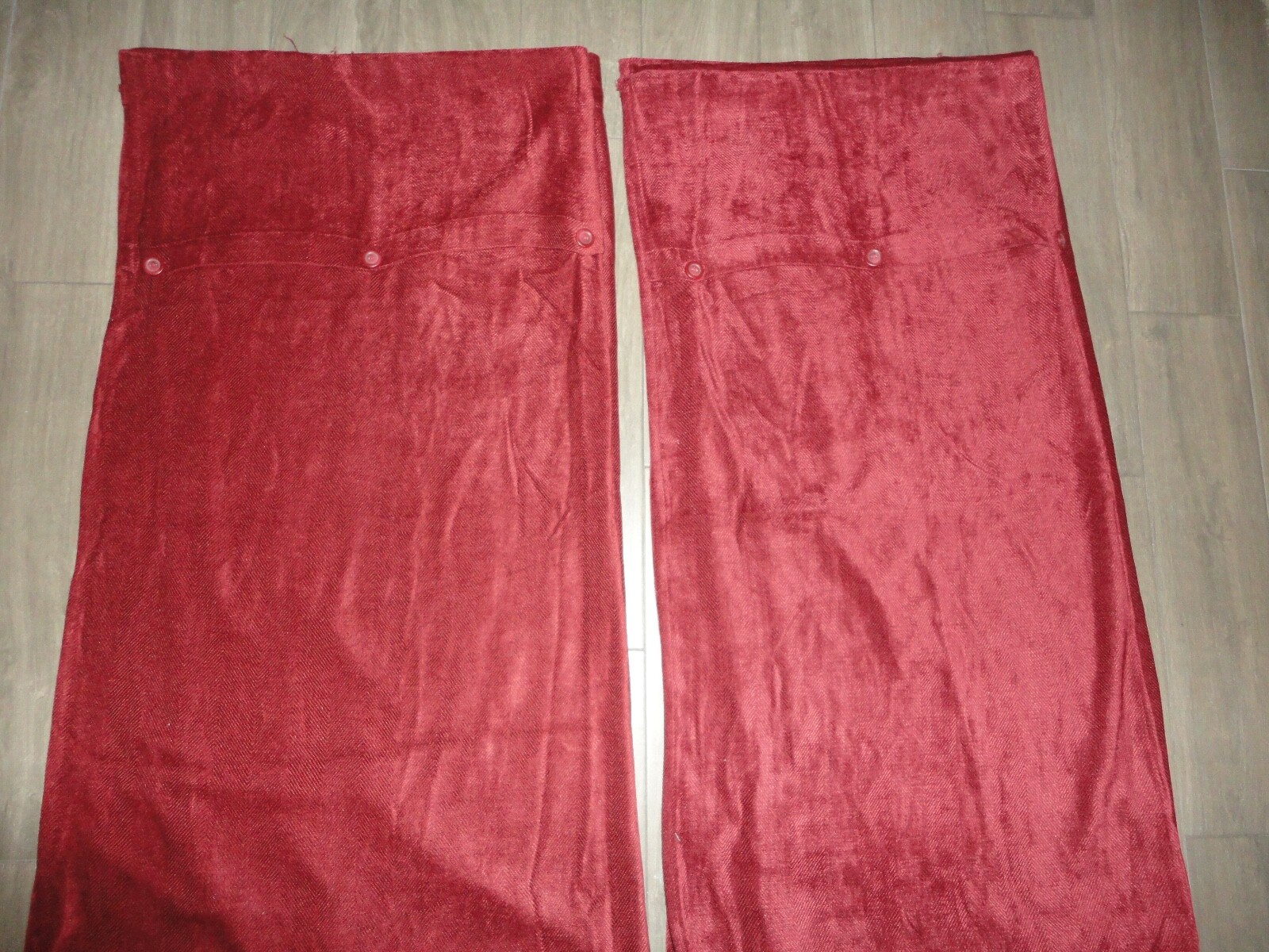 CROSCILL CHEVRON CHENILLE CLARET RED (PAIR) CURTAINS PANELS RAYON BLEND 44 X 84