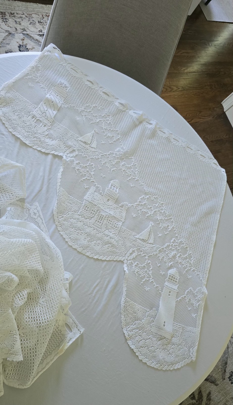 Heritage Lace Drop Tier Sheer White Lighthouse Curtains + Valance (3 PC)*