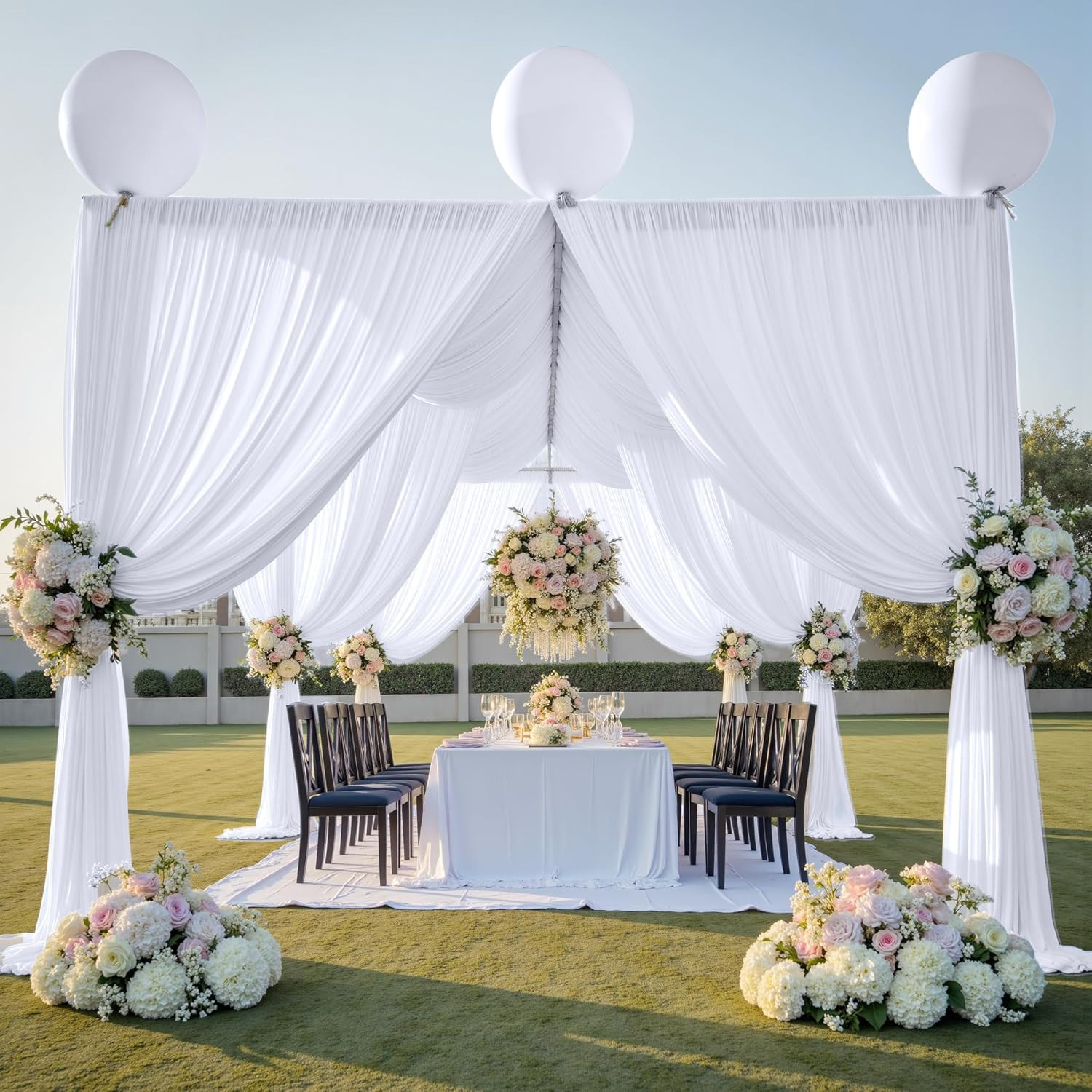 20x20FT Ceiling Curtain Panels – 4 Panels of 60W x 240L (Pack of 4) White