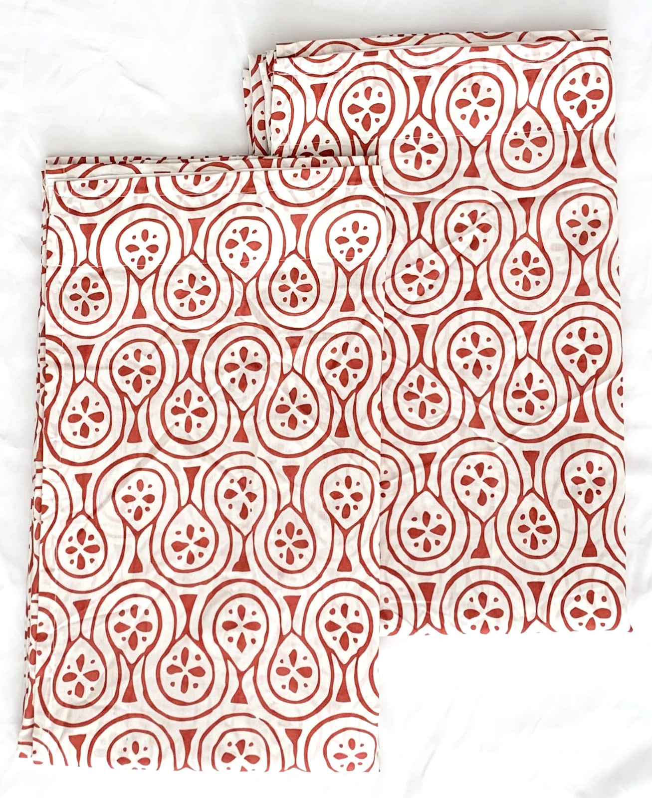 Set of 2 IKEA LAPPLJUNG Curtain Panels Red Pattern on White Poly Cotton 57×98
