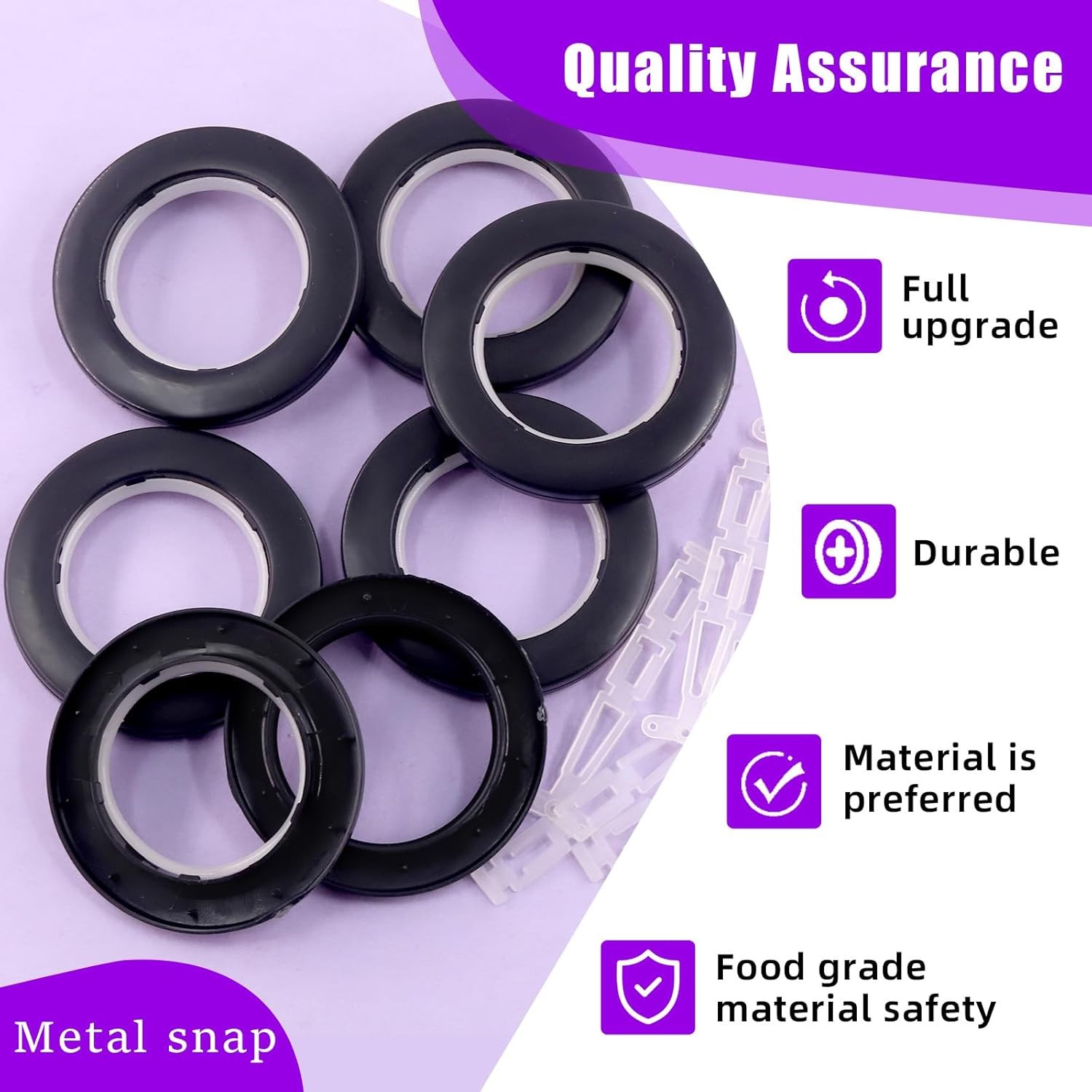 20 Pack Plastic Curtain Grommets 40mm-1.7Inch Silencer Sliding Black Sheers