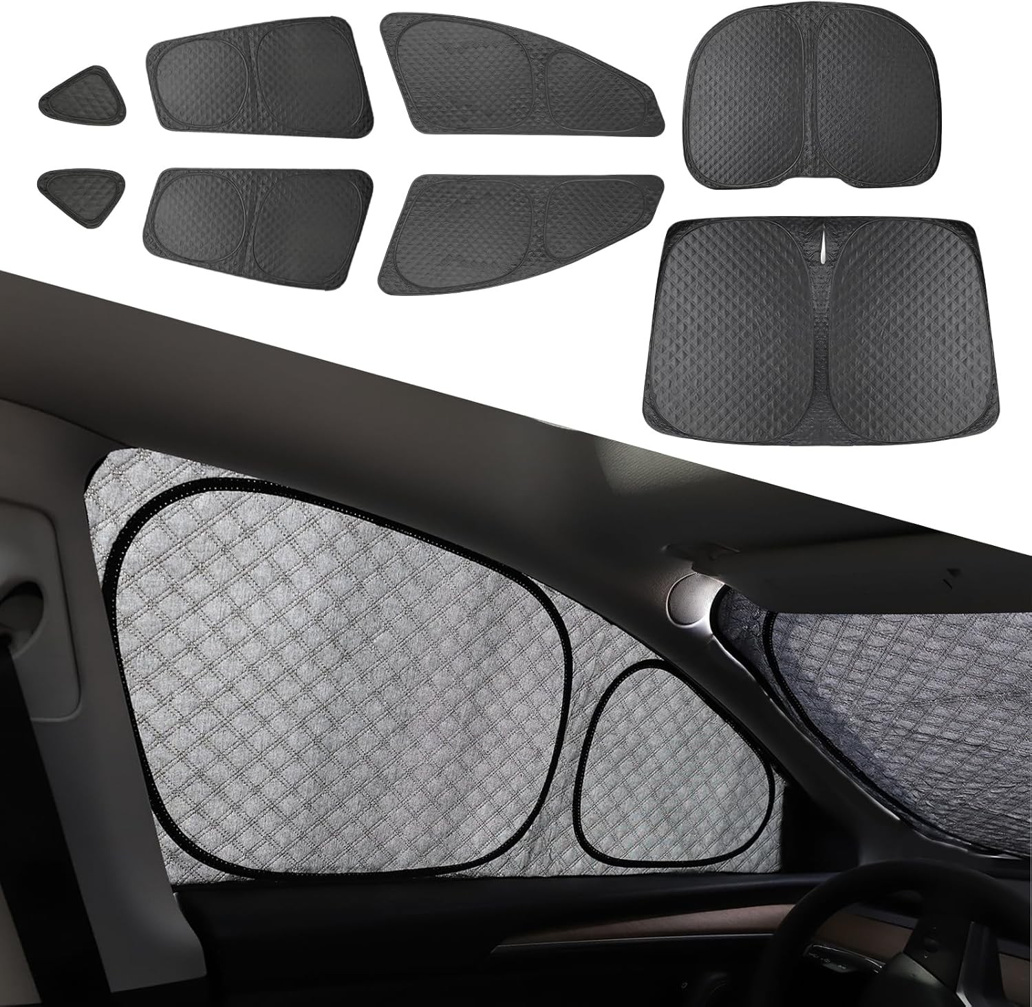 8PCS Upgraded for Tesla Model Y Window Shade Y 2020-2024, Black