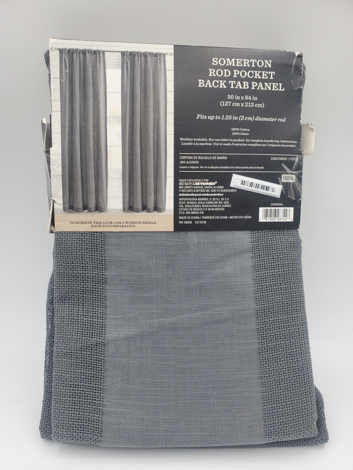 Bee & Willow Home Window Curtain Panel 50″ x 84″ Somerton Pocket Charcoal Gray