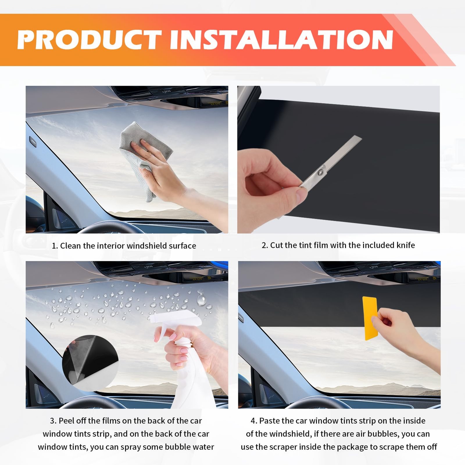 59.06×5.91 Car Windshield Tint Strip Kit,5% VLT Car Window Tint Film for Glare R