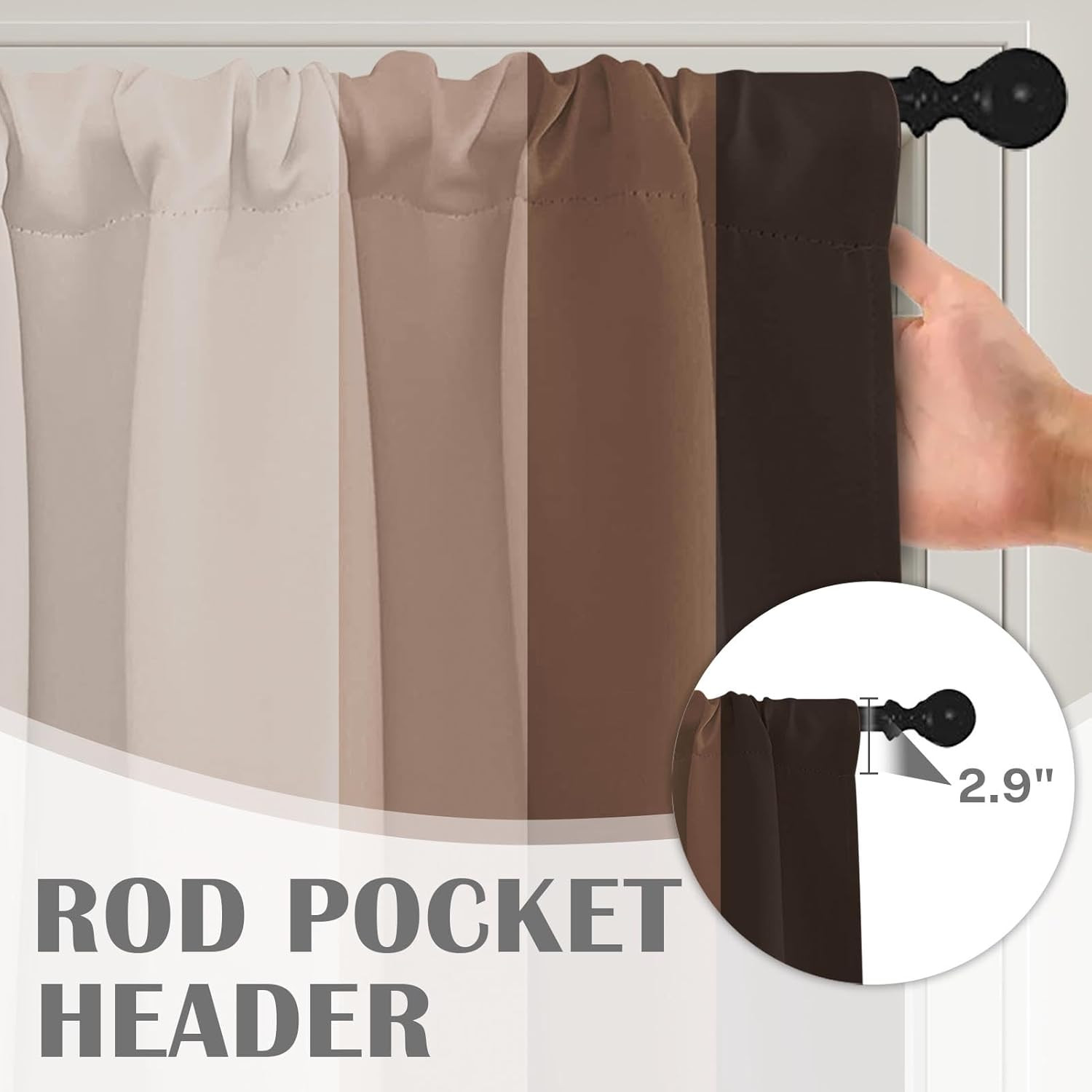 2 Pack Valances Window Treatments, Striped Neutral Brown Minimalist Beige Retro