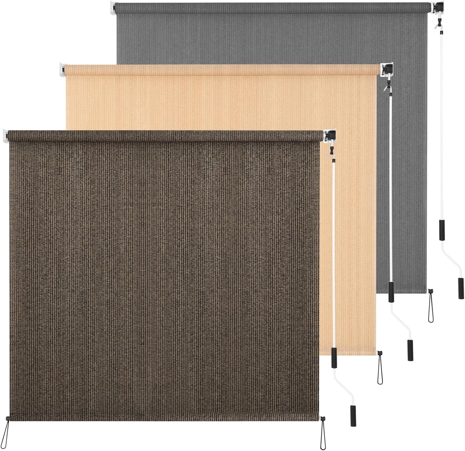 Outdoor Roller Shade 8′ W x 6′ L Cordless Patio Shades Roll Up Outdoors Blinds