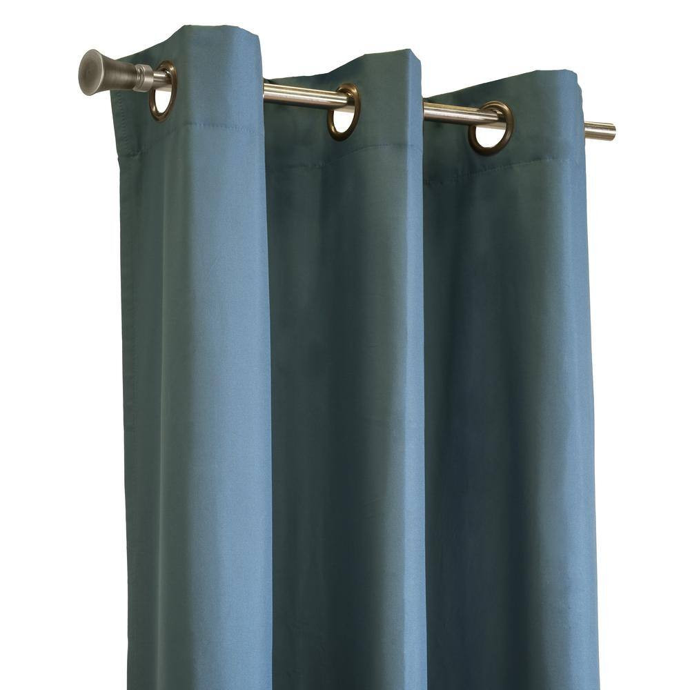 Prelude Slate Blue Polyester Smooth 40 In. W X 84 In. L Grommet Indoor Room Dark