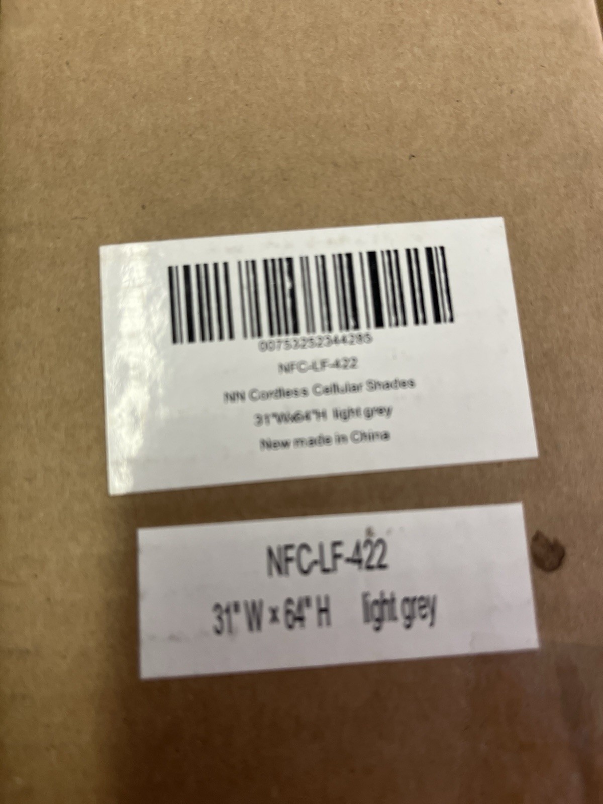 LAZ Cellular Blind, Light Grey, 31×64, New in Box