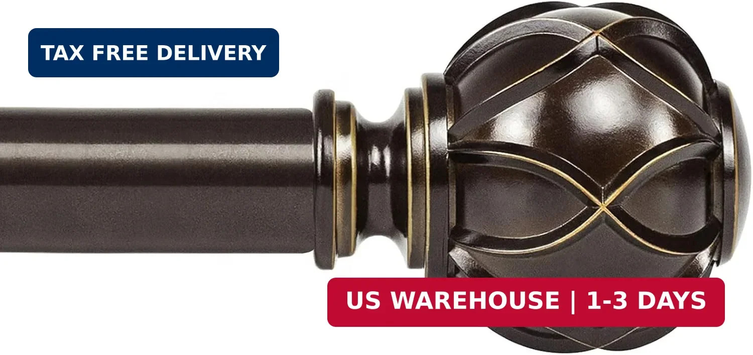 KAMANINA Curtain Rods for Windows 72 to 144 Inches (6-12ft) Long Heavy Duty Curt