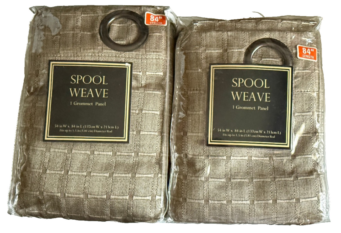 Spool Weave Grommet Curtains Drapes Panel Pair 54×84 Each Linen Bed Bath Beyond