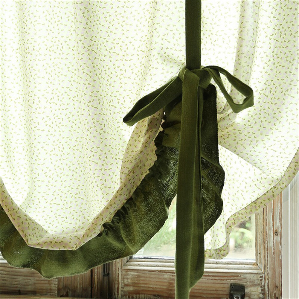Bohemian Short Curtain Tie-Up Print Window Cafe Cabinet Drape Valance Home Decor