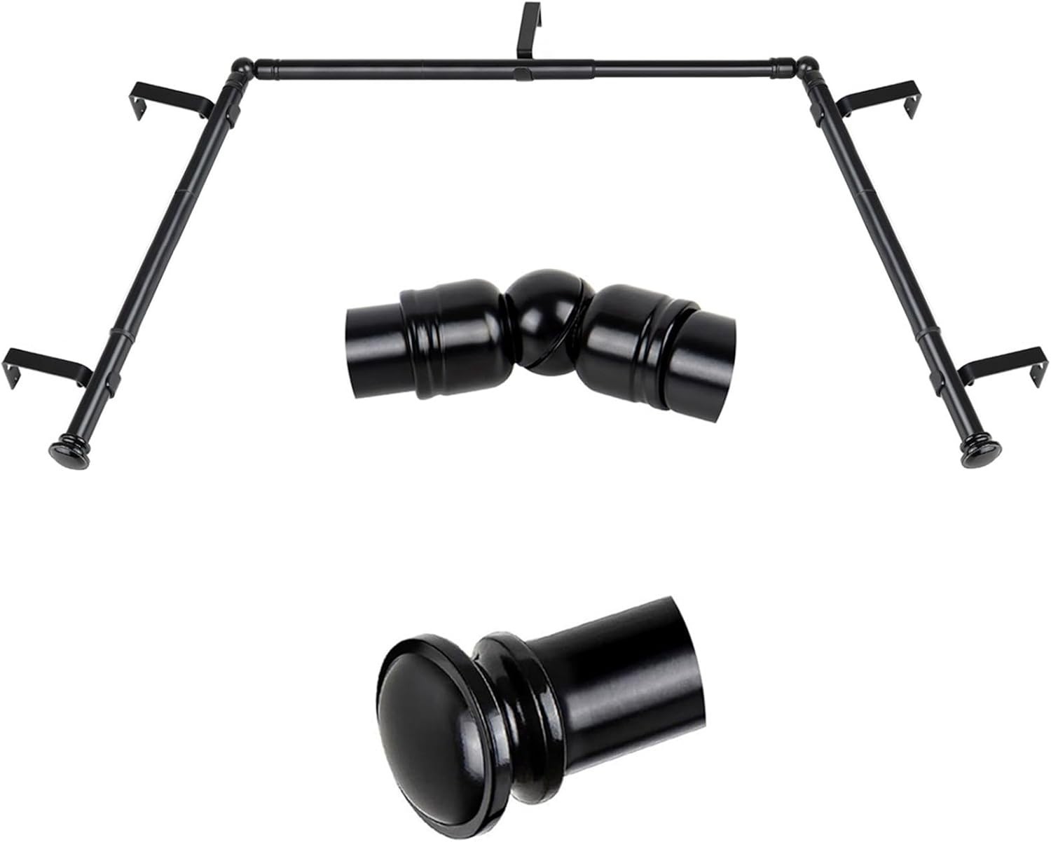 Bay Window Curtain Rods 7/8″ Heavy Duty 32″ – 58″ Side Rods for 3/4″ Windows