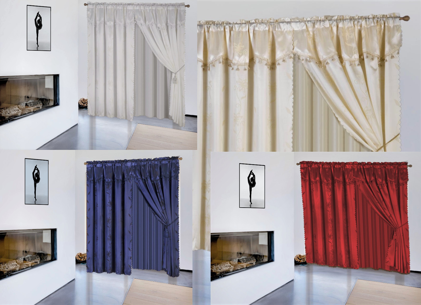 2 panel window curtain set (120″ W X 84″ L ) with valance and sheer backing NADA
