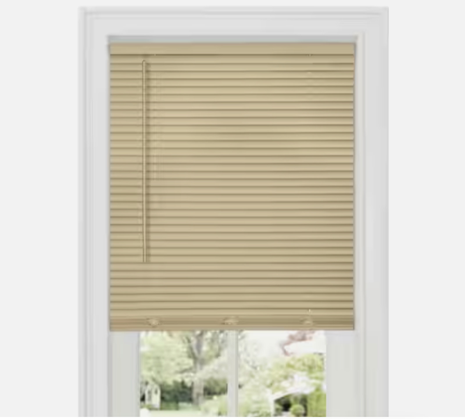 Room Darkening Mini Blinds 43 W x 64 L 1″ Slat Vinyl Corded Window Shade Beige