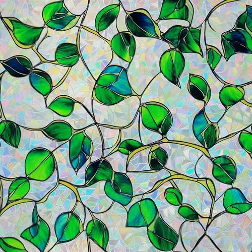 Rainbow Window Privacy Film,Heat Control,UV Blocking,Anti 17.5*78.5 Green&blue
