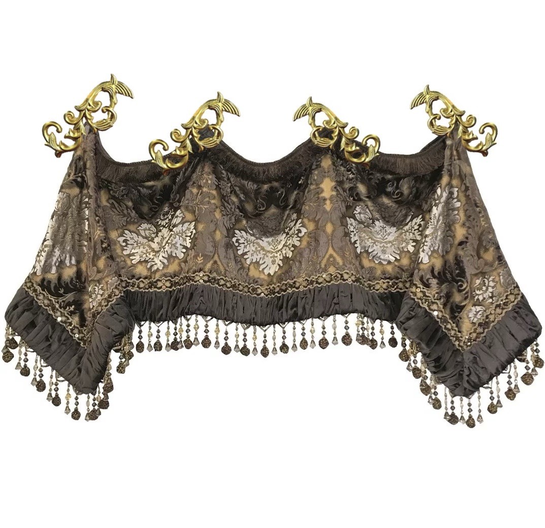 Set of 4 Vtg Ornate Gold Leaf Scroll Hollywood Regency Baroque Curtain Tie Backs