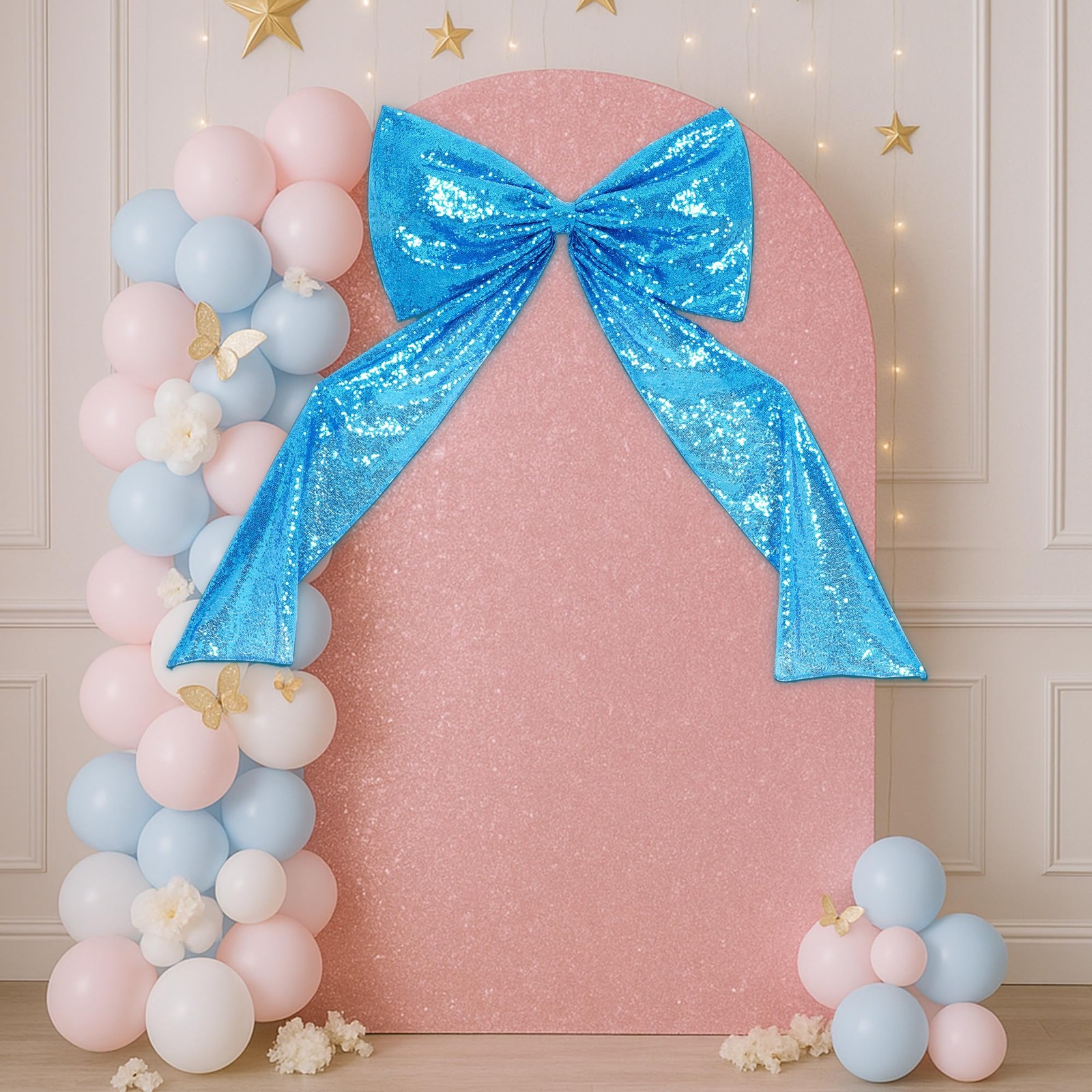 24 x 36 Inch Turquoise Sequin Giant Bow for Mermaid Party, Sparkling Large Te…