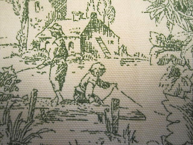 VICTORIAN SCENE TOILE DRAPES PAIR COTTON PLEAT TOP 80’W/55″L x 2 WAVERLY