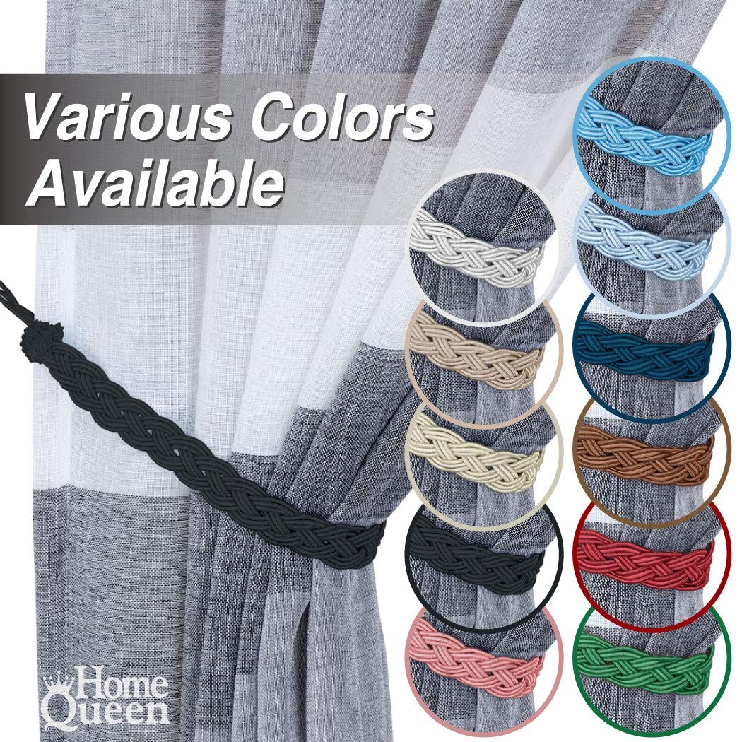 Hand Braided Curtain Tie Back, Buckle Holdback Drapery Curtain Tiebacks, 2 Ro…