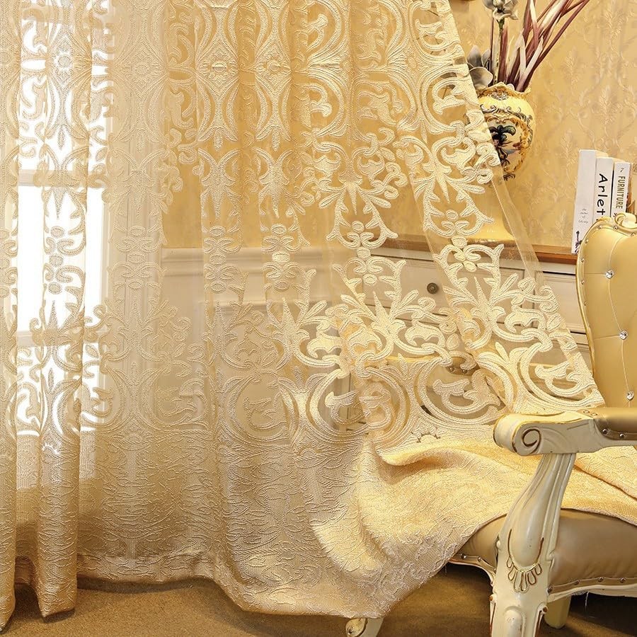 Newwpkira 1 Panel European Style Sheer Curtain Grommet Top Luxury Window