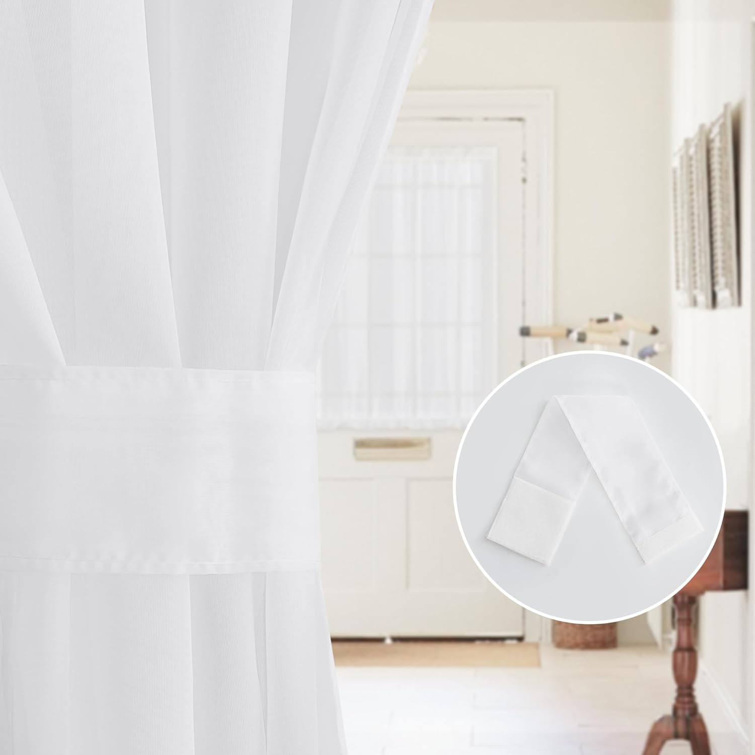 2 Panels French Door Curtains, Sheer Voile Light Filtering, Rod Pocket Window