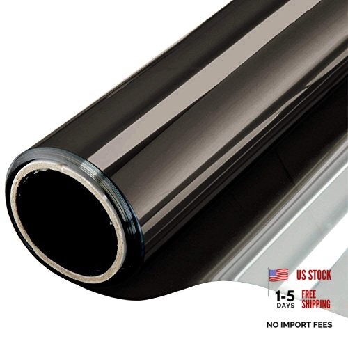 Window Film One Way Mirror Tint Vinyl 17.5 Inch x 6.5 Feet Black Silver
