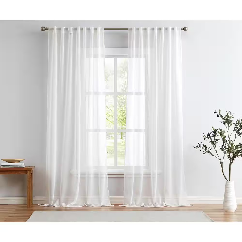 50 In. W X 84 In. L Polyester Sheer Window Panel in White