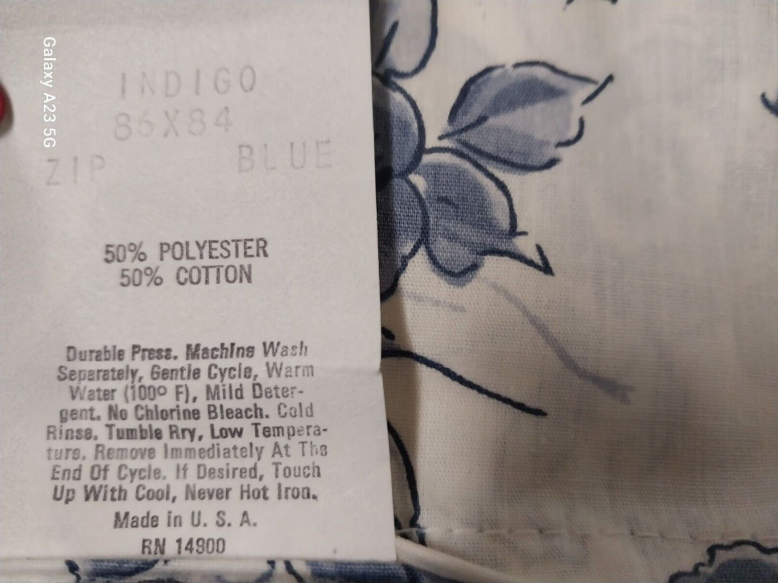 Crown Craft Floral Drapes-Blue & White Ruffled-Indigo Blue-New NOS-86 x 84