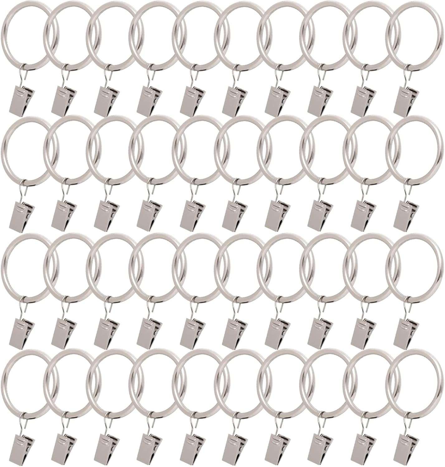 16 Pack Curtain Rings with Clips, Window Clip Rings Black Curtain Hooks Hangers
