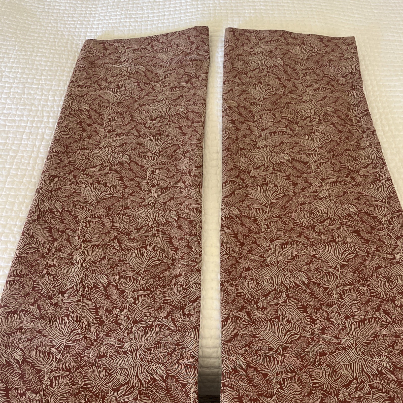 2 IKEA Halving Fern LeavesCurtains Panels 57×98 Botanical Burnt Orange