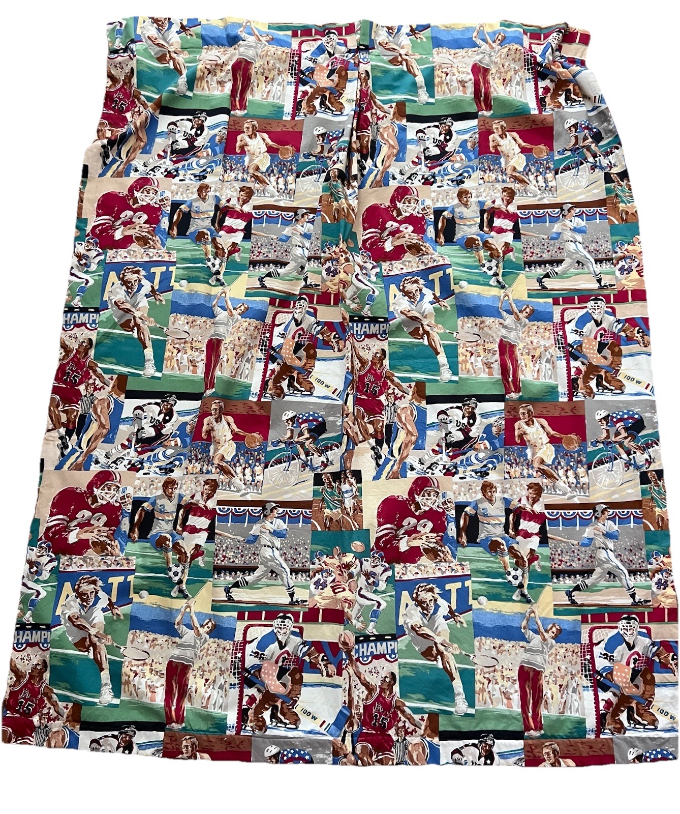 THIS END UP Boys-Sports Theme Window Curtain/Roman Shade 45″W 62″L MINT