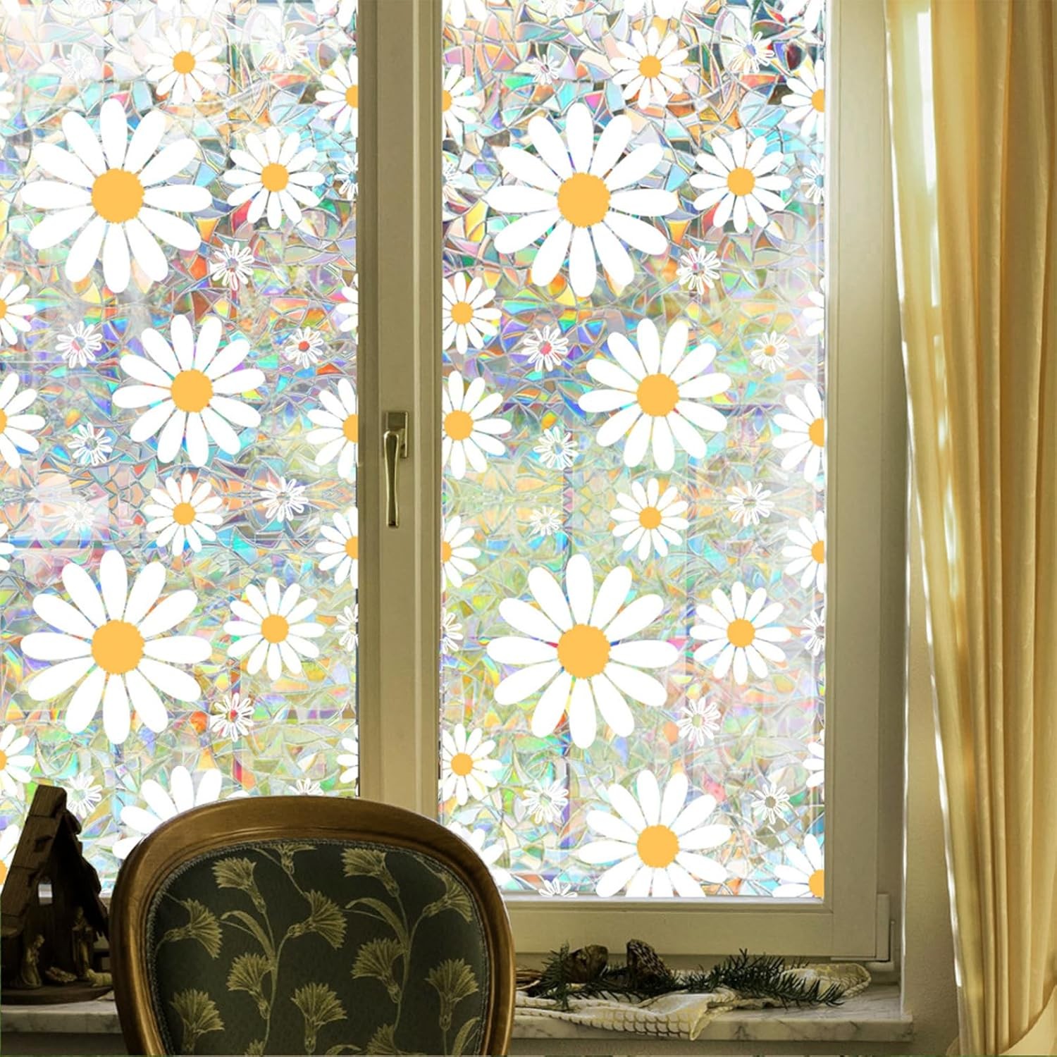 Rainbow Window Film Static Cling – Daisy Design Bird Deterrent Sticker