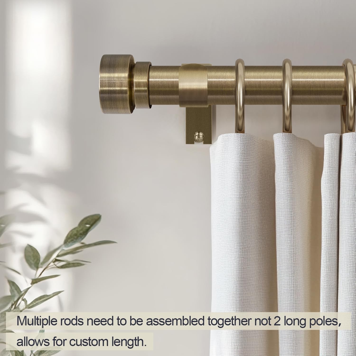 Antique Bronze Curtain Rods for Windows 72 to 144 Inches Adjustable Length He…