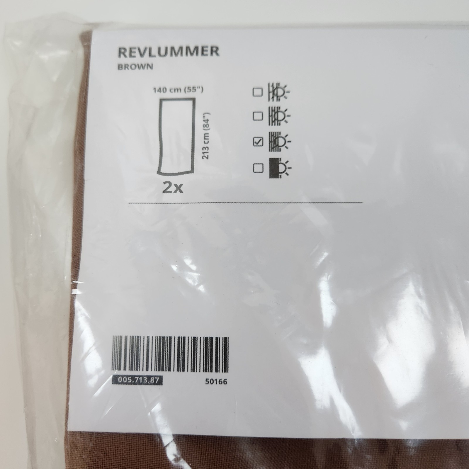 NEW Ikea Revlummer Brown Curtains 1 Pair (2 Panels) 55″ x 84″ 005.713.87 Solid D
