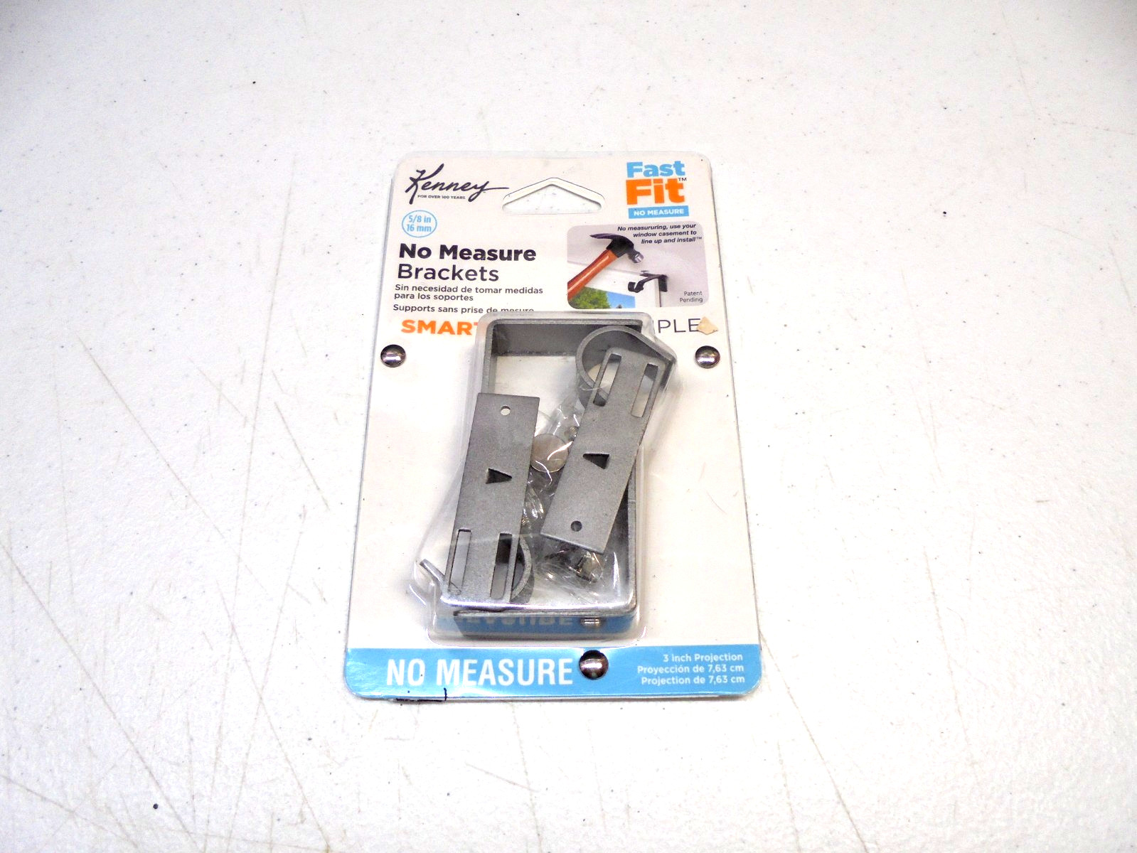 Kenney Fast Fit No Measure Brackets 3″ Silver For Curtain Rod