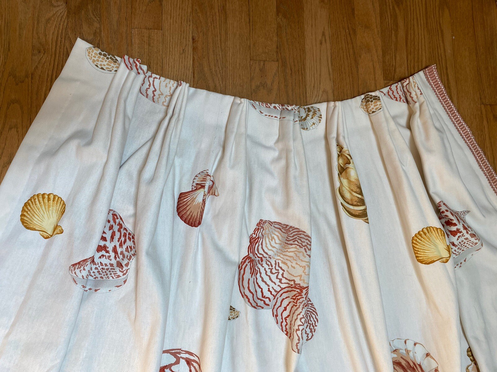 Stunning Shells Print Designer Custom Interlined Pinch Pleat Curtains 98×32 Each