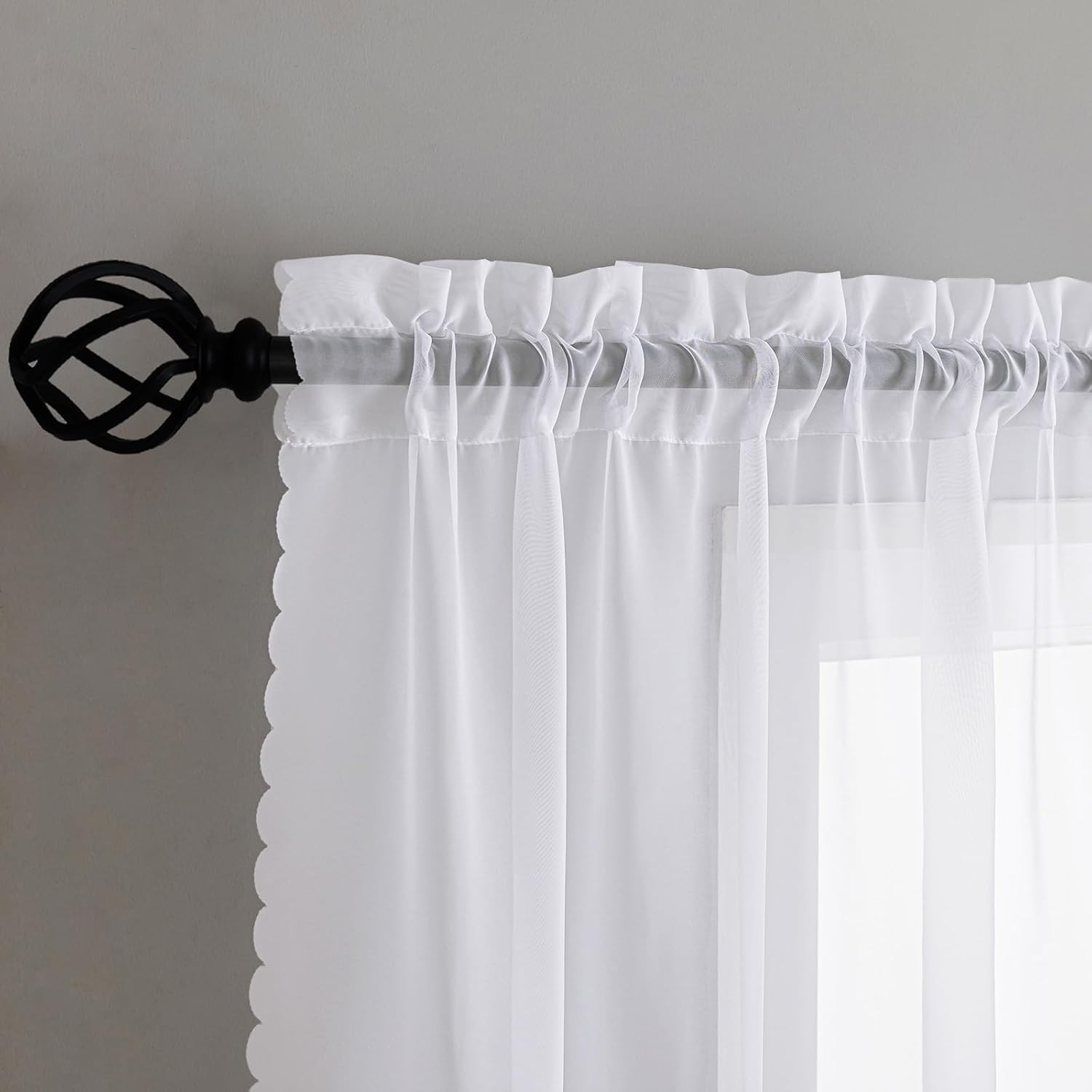Elegant White Sheer Curtains 84″ Length, 2 Panel Set for Modern Living Spaces