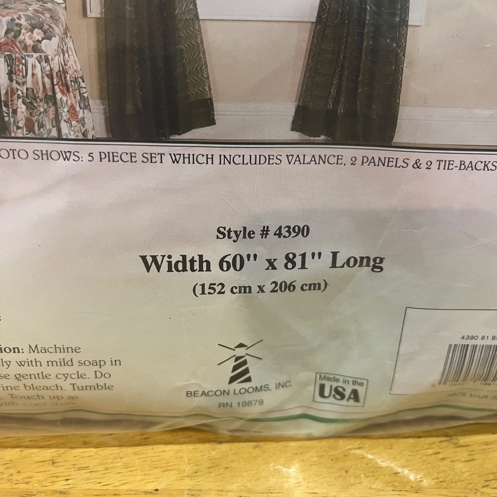 Beacon Looms Variations 5 Piece Curtain Set Burgundy 60×81 Valance Panels 4390