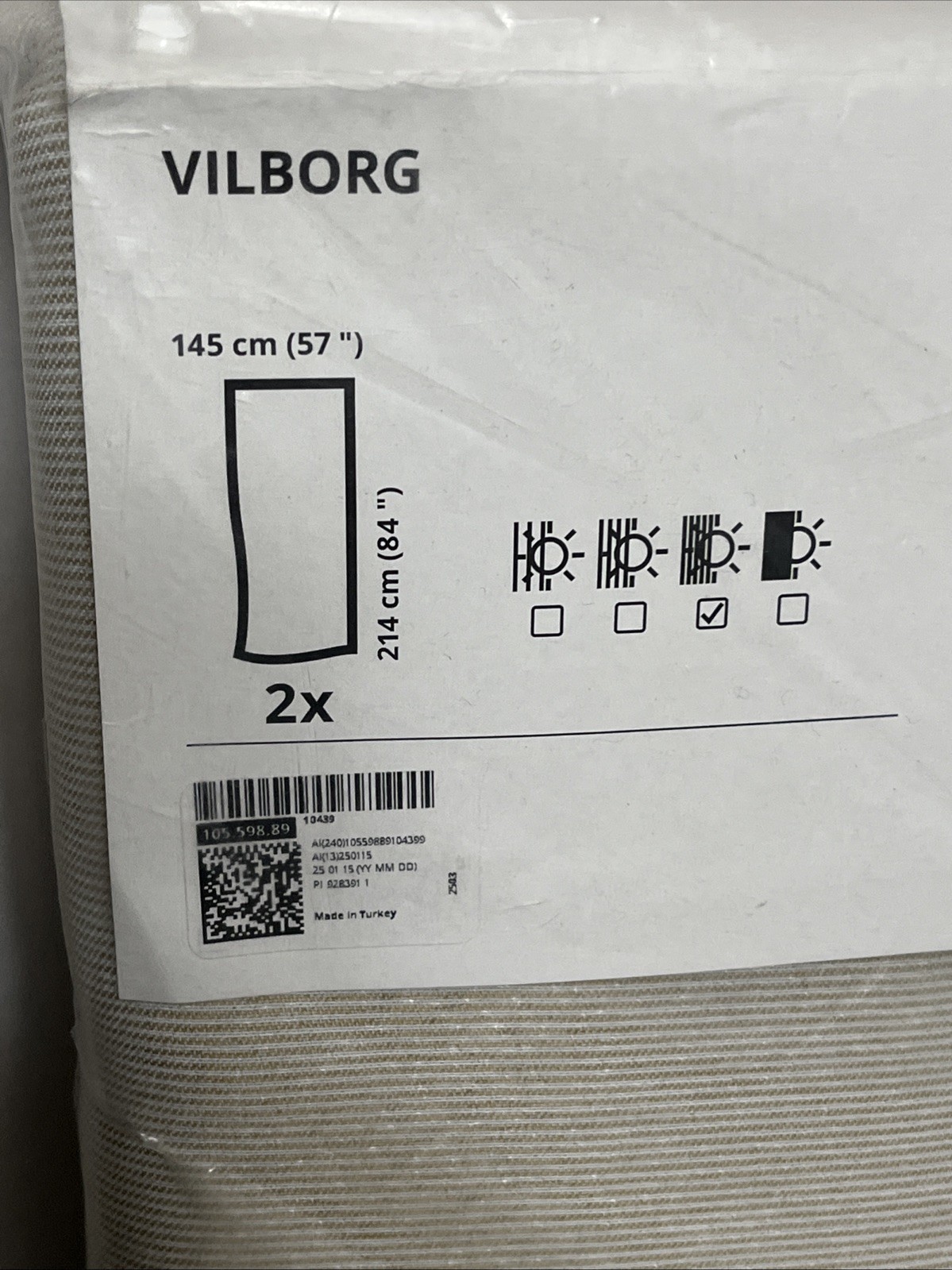 IKEA VILBORG Curtains 2 Panels 1 pair Room Darkening 57″ x 84” Beige NEW