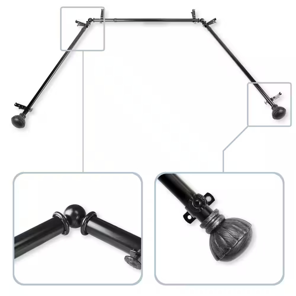 Magnolia 13/16 In. Bay Window Single Curtain Rod 20 In.-36 In., 38 In.-72 In. in