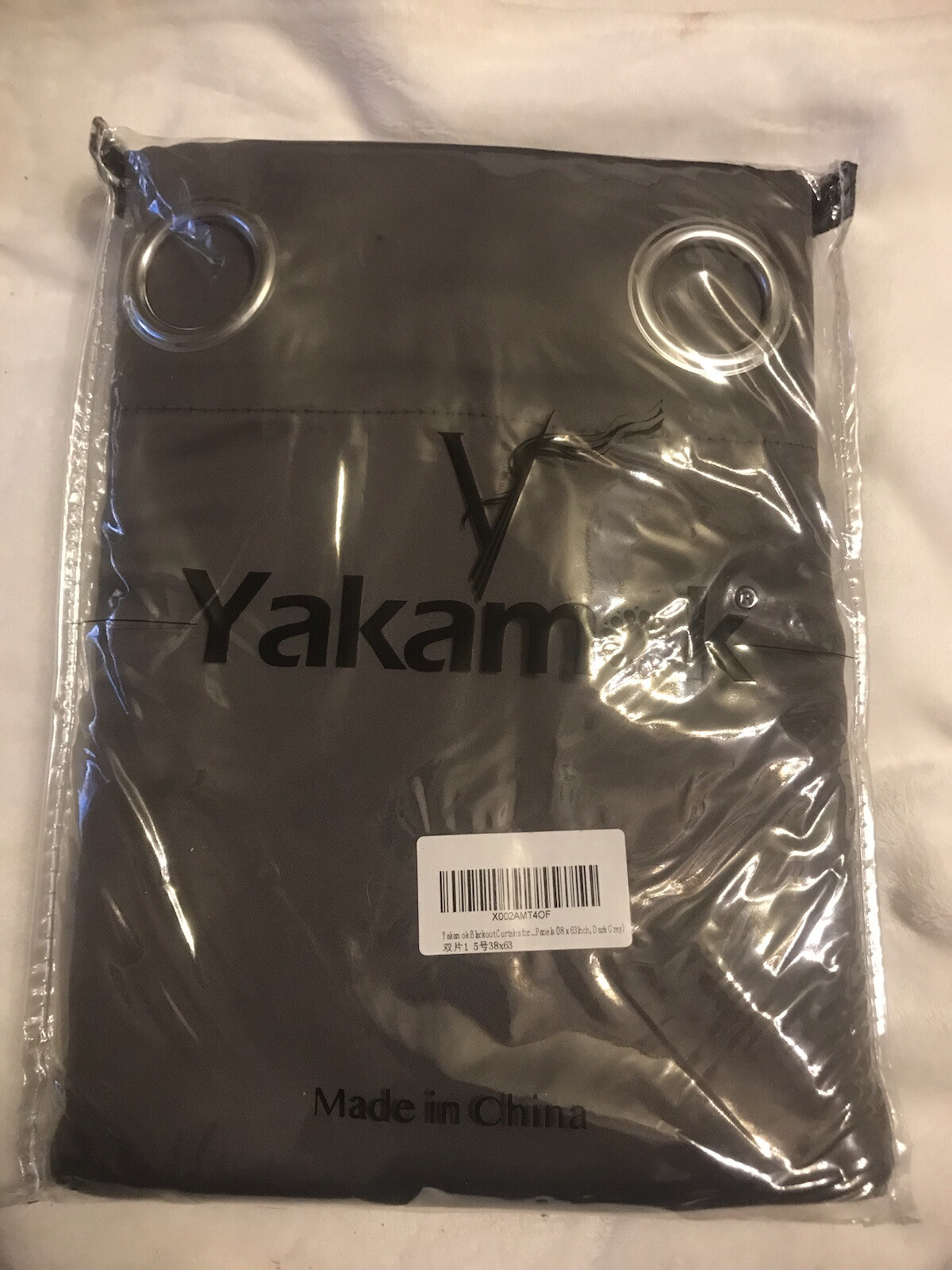 Yakamok Blackout Curtains for Bedroom – Grommet Dark Grey Room Darkening 38×63